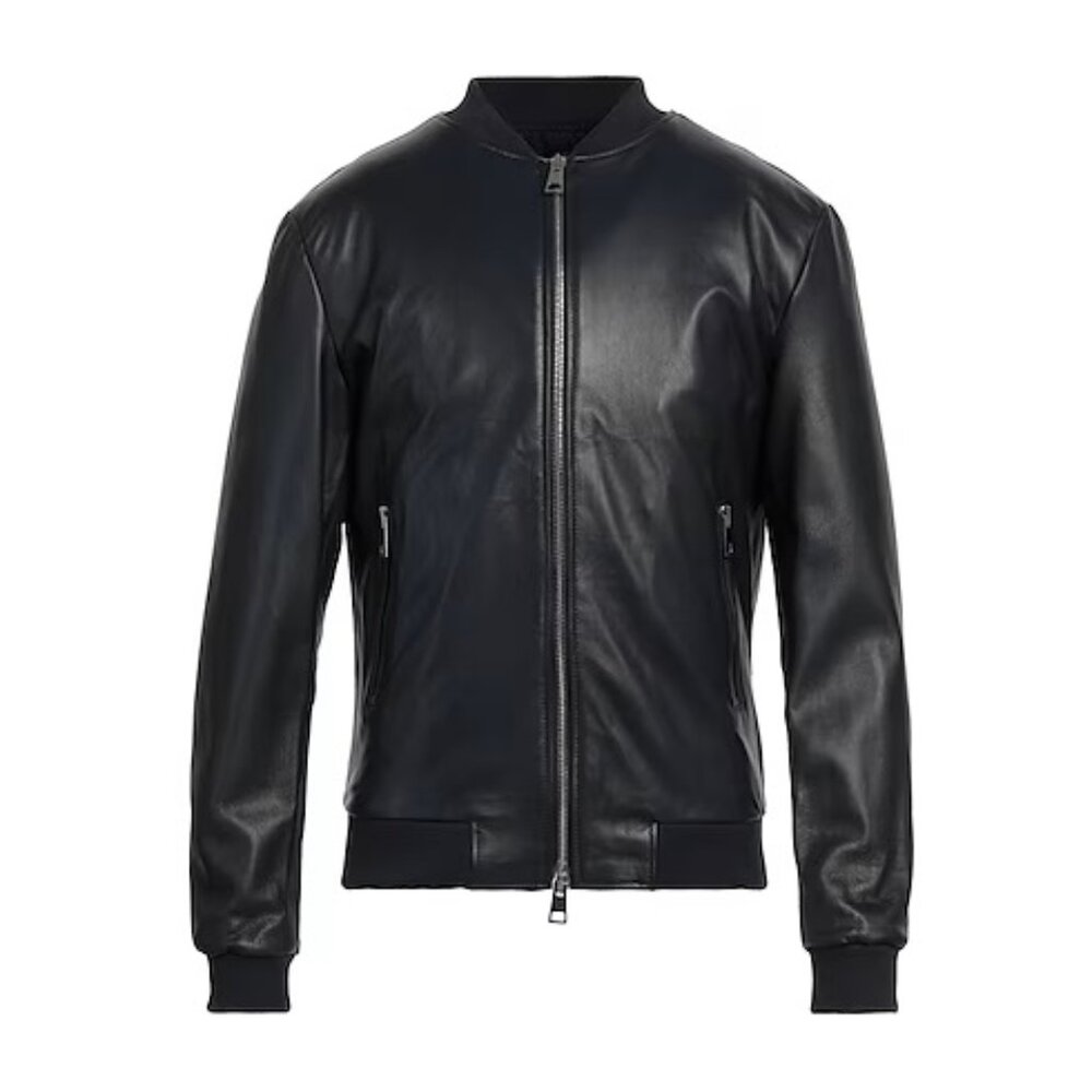 NWT Street Leathers Black Genuine Leather Men's Bomber Size L